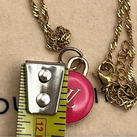 Authentic Luxury Charm (LV)-Gold/Pink 0.75"-.050”
LV both sided, unbranded Chain - Picture 6 of 13